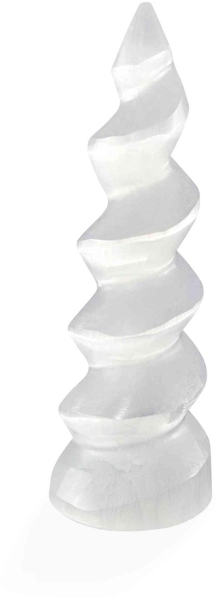 Dailygoods- Seleniet Spiraaltoren 14 cm - Helende Steen - Meditatie - Spirituele Energie - Chakra-compensatie - Elegante Decoratie - Healing Crystal