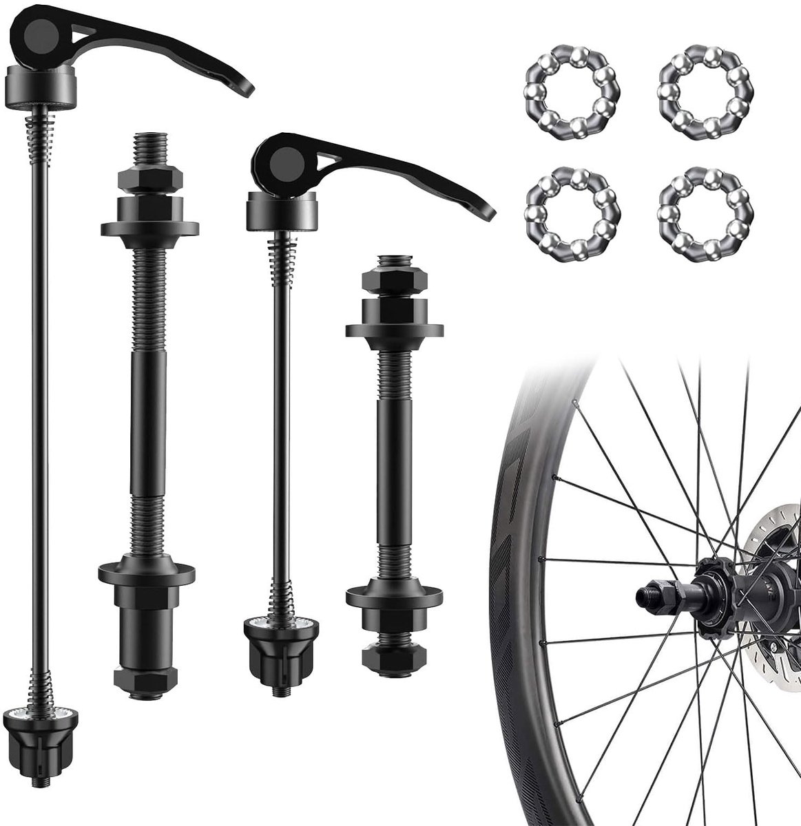 Dailygoods - SOGHO 1 paar fiets-holle as, snelspanners, snelspanners voor fiets, steekas voor fiets, fietsas, voorwiel, voorwiel, voorwielassen voor 20, 22, 24, 26, 28 inch