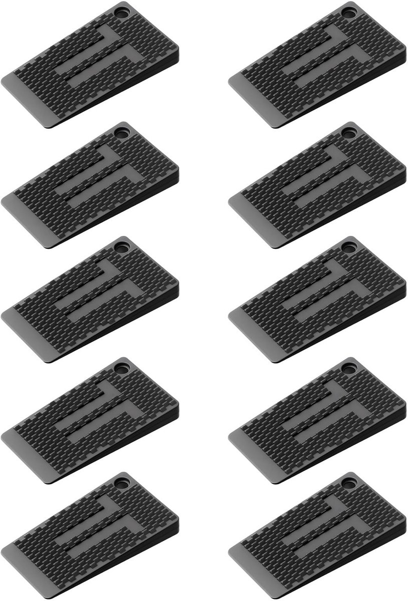Dailygoods - Wiggen kunststof meubelwiggen, compensatiewiggen: 10 stuks onderlegwiggen, meubelwiggen, deurwig, deurstopper, wigbodem, kunststof wiggen, deurwiggen, antislip, montagewiggen