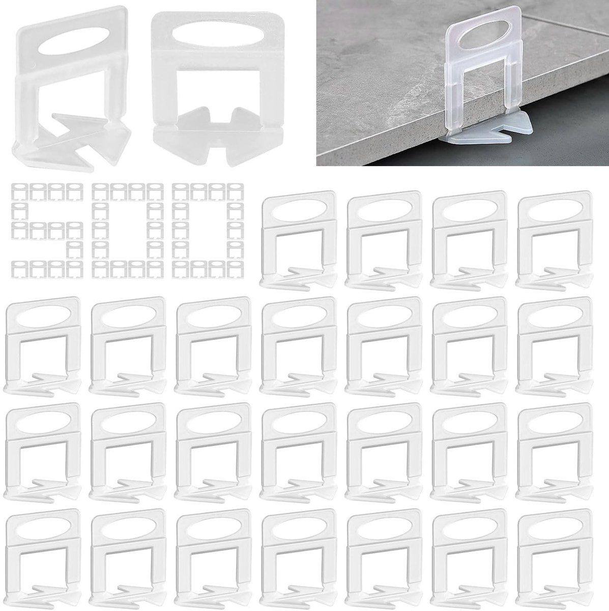 Dailygoods - 500 Stuks Nivelleringssysteem 3 mm - Tegelkruisjes en Treklipjes voor Wand- en Vloertegels - Afstandhouders en Leghulp met Clips
