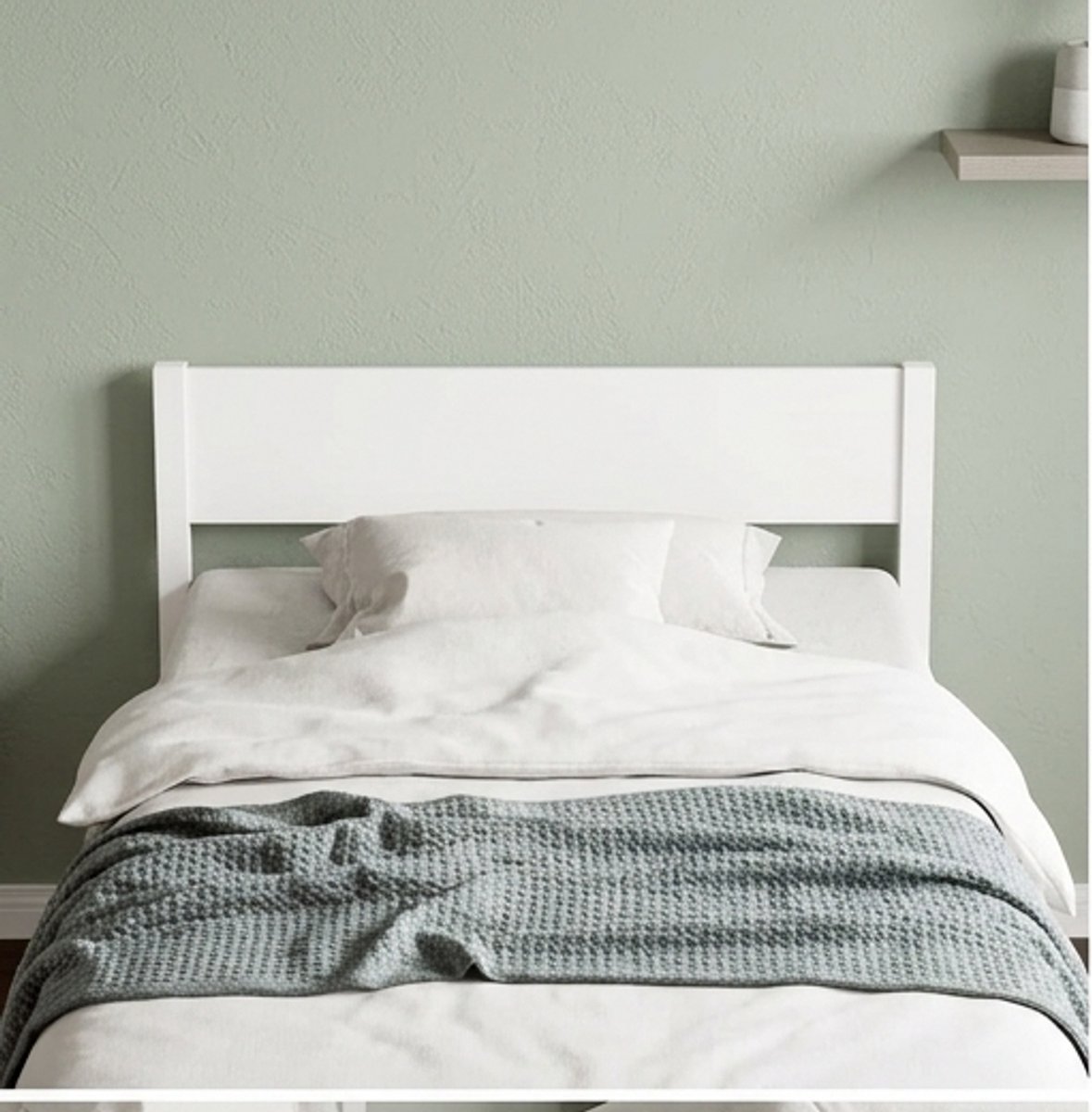 Premium Massief Grenenhouten Bedframe met Hoofdbord 90x190 cm – Wit – Eenpersoonsbed van Massief Hout – Inclusief Multiplex Lattenbodem – Modern Jeugdbed - Medahomestore