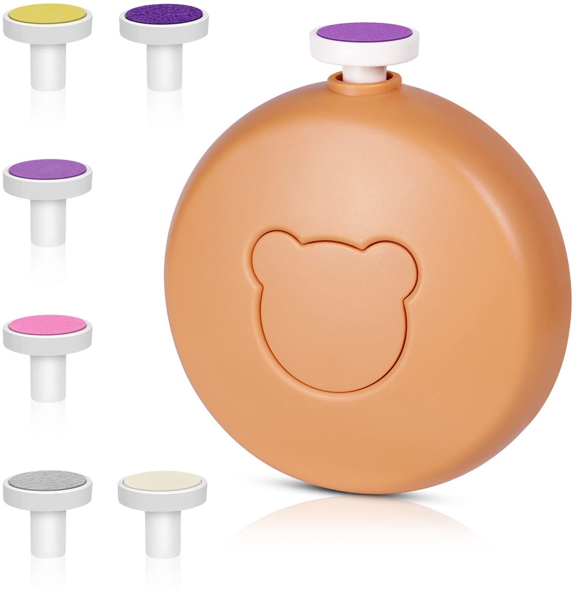 Vicloon Elektrische nageltrimmer voor baby's,6-in-1 op batterijen werkende nageltrimmer,elektrische nageltrimmer voor baby,nagelknippers,elektrische verzorgingsset trimmen en te polijsten - oranj