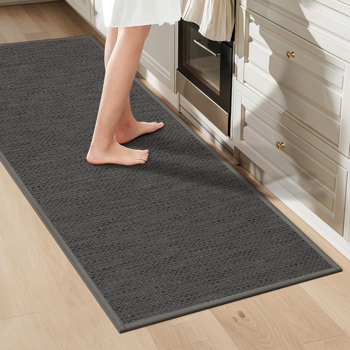 Keukenlopers antislip wasbaar 60 x 150 cm, absorberende keukentapijtloper, vloerkleden met rubberen achterkant voor hal, wasruimte, grijs