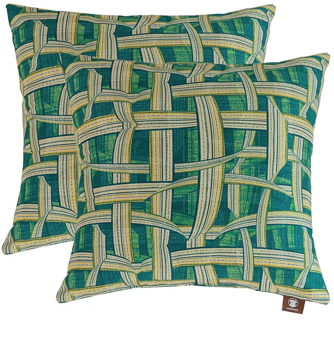 kussenhoezen voor binnen en buiten, wooncultuur, woonkamerbank, bed (groen plaid, 40 x 40 