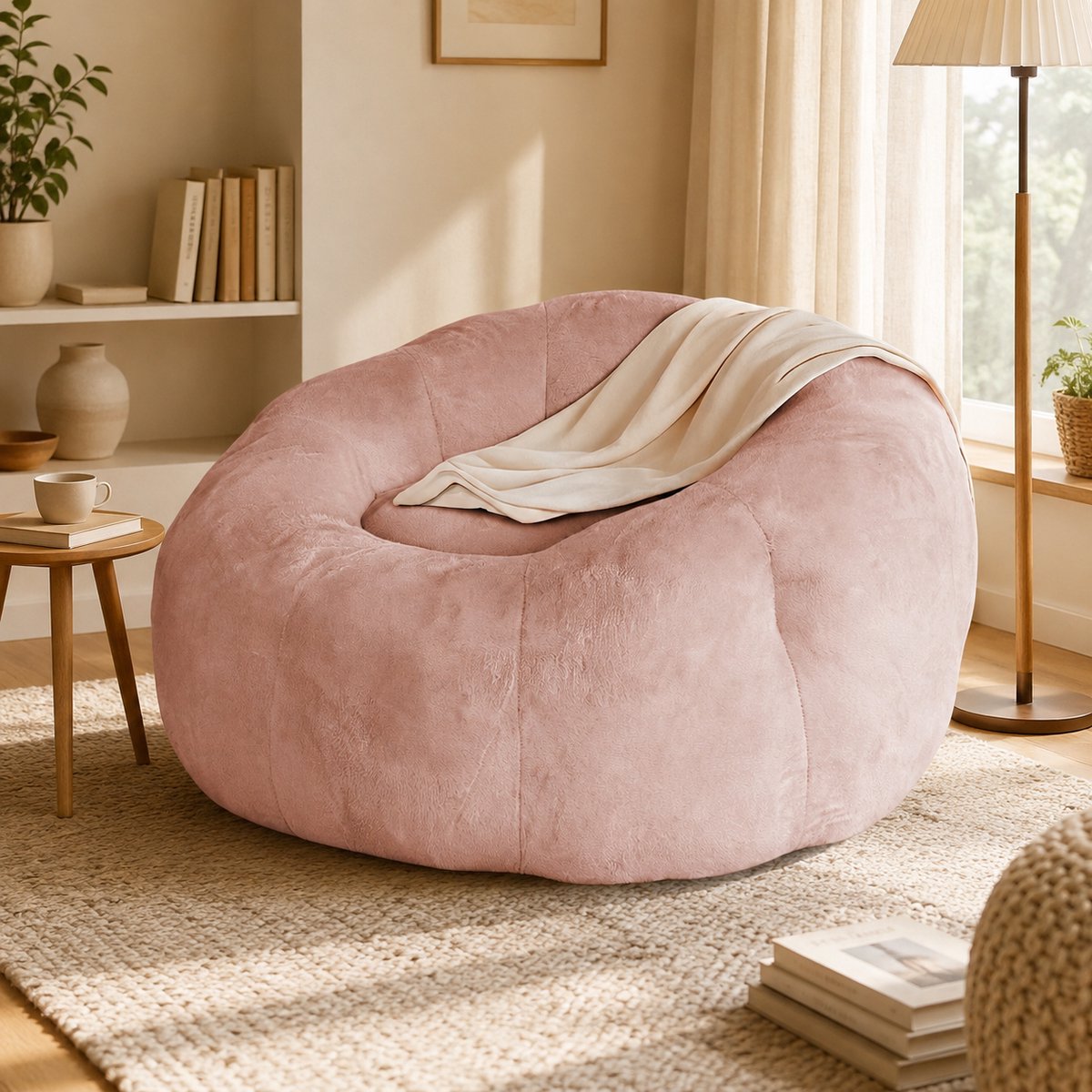 Welltin Zitzak - Zitbank - Sofa - Bean Bag - Grote zitzak - Ergonomisch - Diepe Comfort Voor Woonkamer/Slaapkamer - Binnen & Buiten - Roze