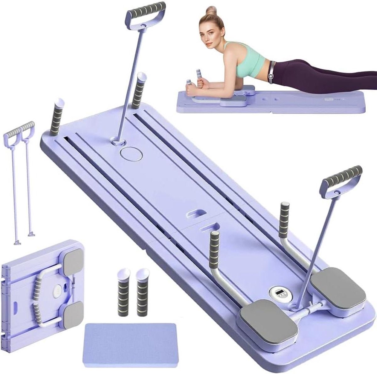 Pilates Board - Core Trainer - Krachtige Core Training - Automatische Terugslag - 106 x 41 cm - Paars
