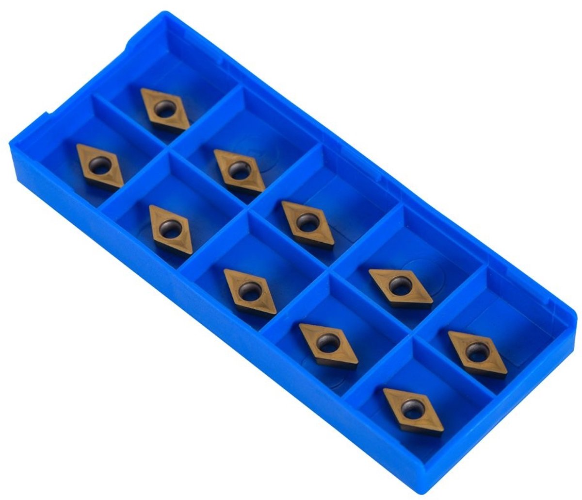 Dailygoods- Draaddraaigereedschap 10 Stuks - Roterende Inserts - Hardmetaal - DCMT070204-HM YBC251 - Afmetingen 12,7 x 7,3 x 2,5 mm - Plastic Doos - Snijgereedschap