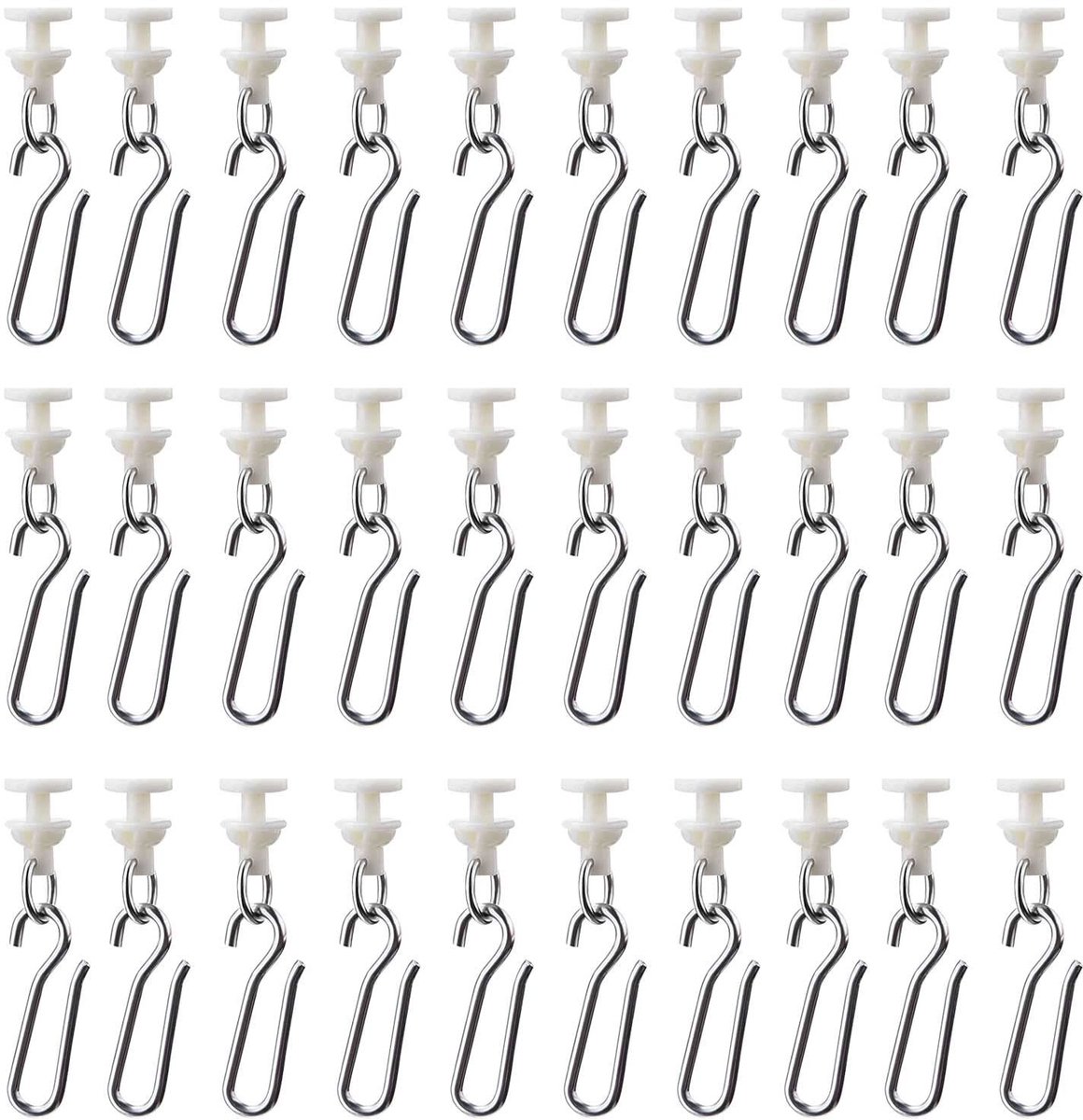 Dailygoods - CONNECTION 60 Stuks Gordijnhaken Glijder Gordijnhaken Gordijnrollers met 30 Stuks Haken en 30 Stuks Schuifrails Gordijnhaken Douchegordijnen Deurgordijn (Beige)