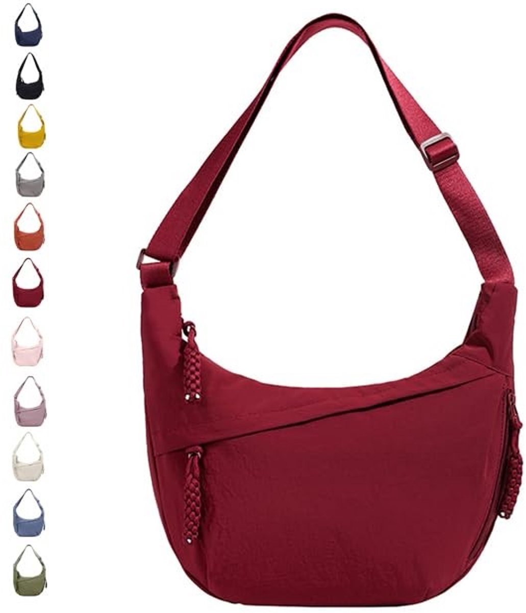Dailygoods- Dumplingtas - Halve Maan Tas van Nylon - Crossbody Tas met Verstelbare Riem - Dames Tas voor Dagelijks Gebruik - Lichtgewicht en Ruim - Crossbodytas