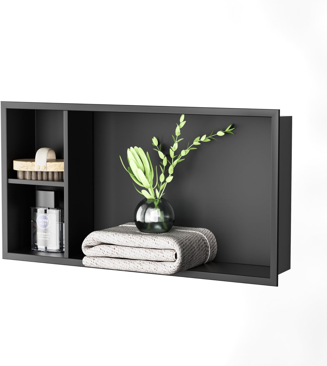 Dailygoods- Inbouwdouche Vochtbestendig - Doucheplank - Roestvrij Staal - 60x30x10 cm - Zwart - Stijl 2 - Douchebak