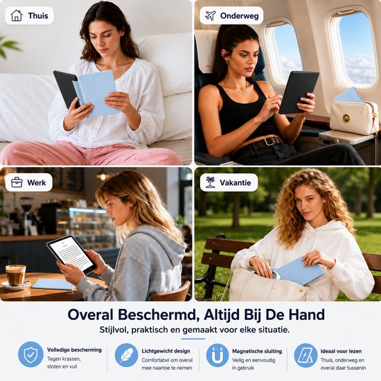 Sounix Kindle Hoes Geschikt voor Kindle Paperwhite 12e Generatie (2024) & Kindle Colorsoft Signature Edition (2024) - 7 Inch - Magnetisch Afneembaar - Auto Slaap/Wekt Functie - Book Case - Lichtblauw van sounix — afbeelding 5