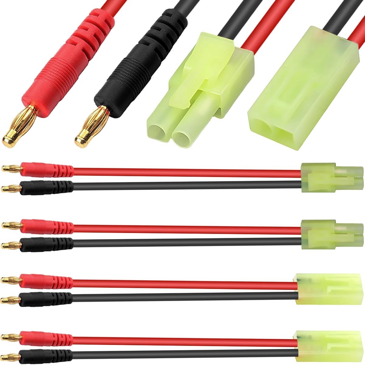 Dailygoods - Set van 4 Mini Tamiya naar 4mm Banaan Connector Kabels