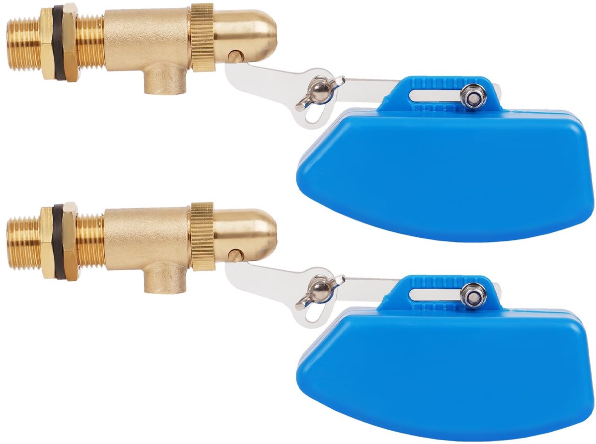 2 stuks vlotterventiel, 1/2 inch messing ventiel, kogelkraan, afsluitventiel, waterdrijver met kunststof vlotter met verstelbare arm, uitschakeling voor runderen, schapen, watertank vijvers