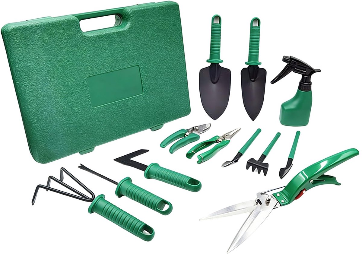 12-delige tuingereedschapsset, tuingereedschapsset met outdoor handgereedschap, gras, opbergtas, tuingereedschap, geschenken voor vrouwen en mannen, roestvrij staal tuingereedschap voor planten
