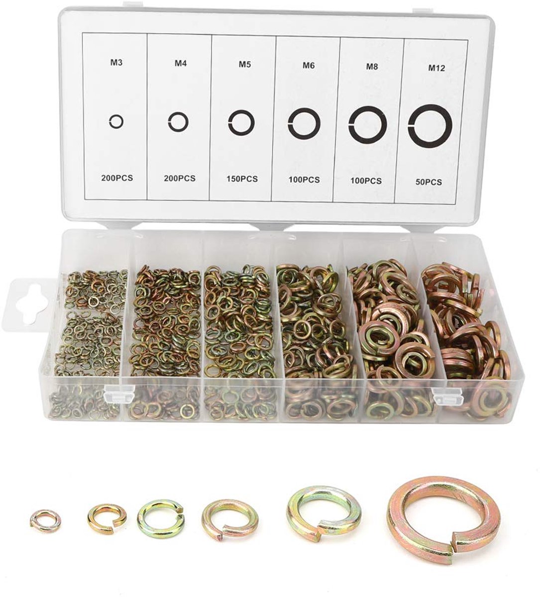 800 Stuks Veerborgring, M3/M4/M5/M6/M7/M8 Verenstaal Split Borgringen Assortiment Kit Voor Machine-industrie