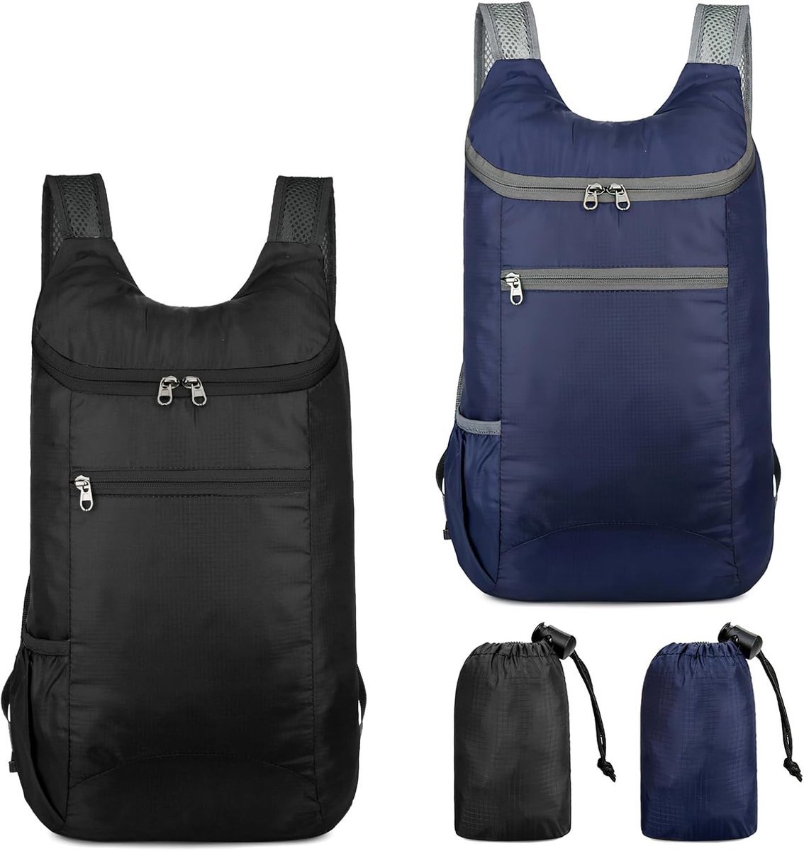 2 stuks ultralichte opvouwbare rugzakken, kleine wandelrugzak, waterdichte wandelrugzak, ultralichte outdoor rugzak, opvouwbare rugzakken voor outdoorsport, reizen, wandelen, kamperen, fietsen