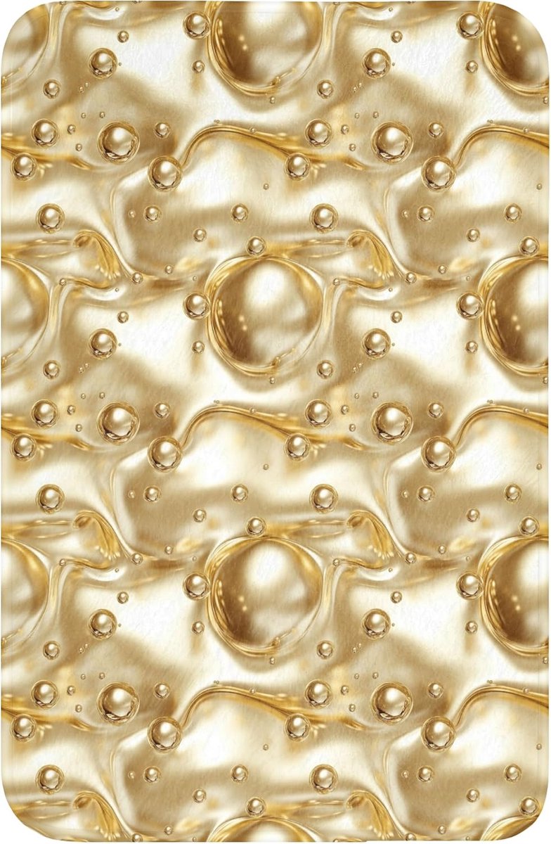 Badmat Rechthoekig 40x60 cm Badkamer Bath Mat Douchemat Antislip Wc Badkamermat Memory Foam Wasbaar Bathroom Toilet Mats Washable Vloeibaar - Druppels - Goud