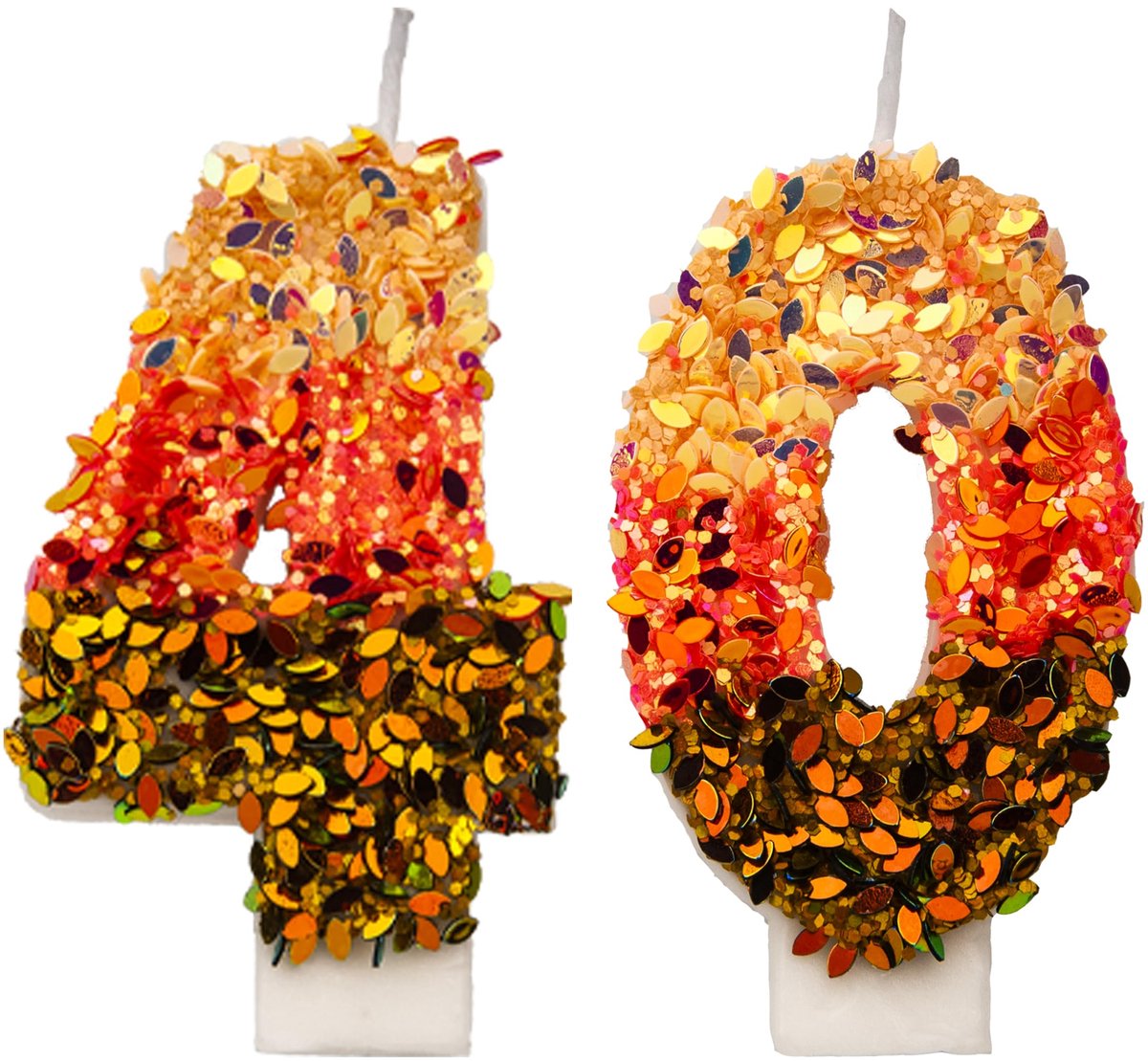 nummer 40 kaarsen, veelkleurige 40e verjaardagskaarsen voor taart, handgemaakte glitter glanzende gelukkige verjaardag taarttopper - perfect voor themaverjaardagsfeestjes