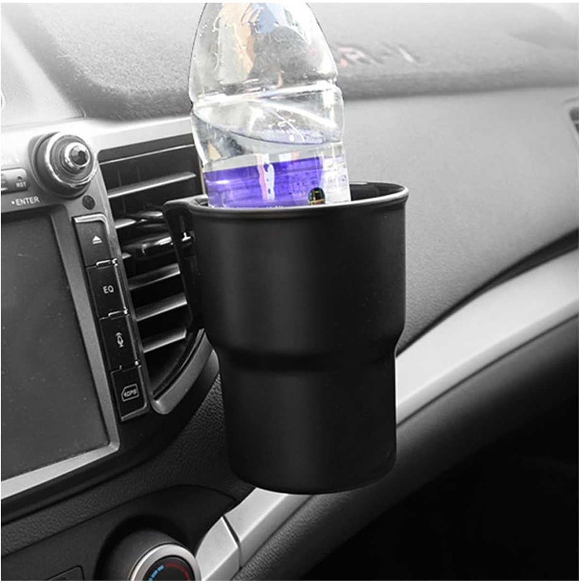 Auto-bekerhouder, bekerhouder voor de auto met deurmontage, flessenhouder met clip voor luchtsleuf, thermosbeker, koffiekopjes (zwart)