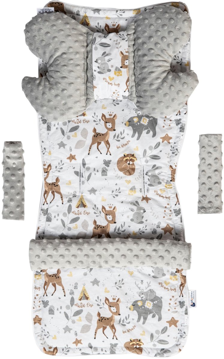 Partners Universele stoelhoes Kinderwagens & Buggy's Zitinzet Kinderwagendeken 5-delig Gordelkussens + Speelboog Kinderwagenset MINKY Katoen