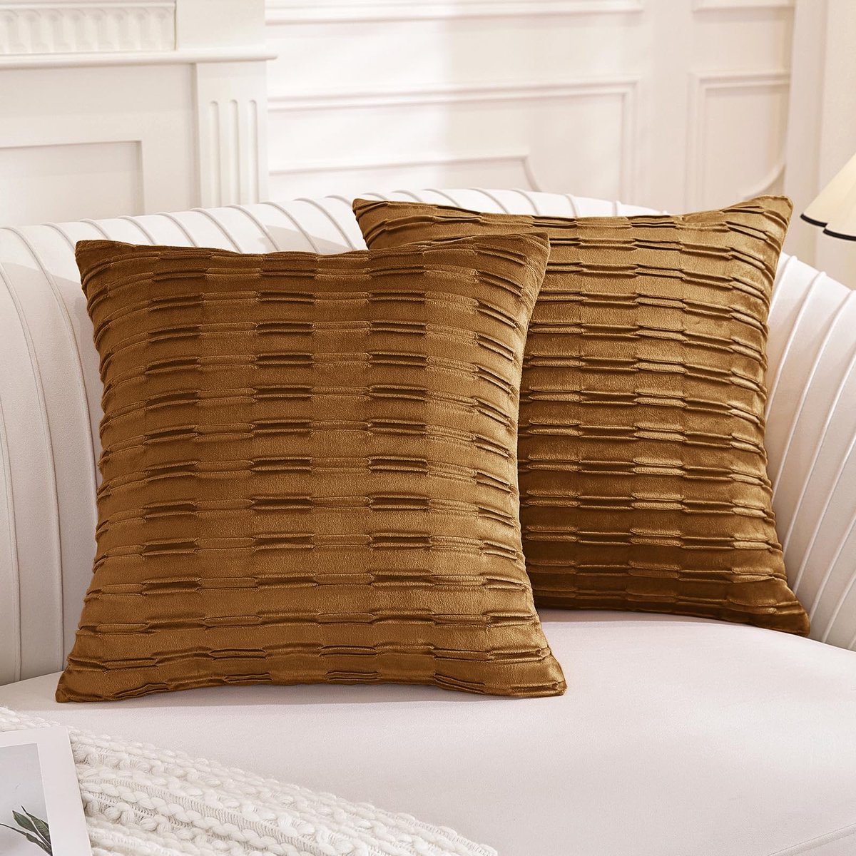 Set van 2 Kussenhoezen 45x45, Decoratieve Kussensloop, Zachte Kussenslopen met Verborgen Rits, Moderne Kussenhoes voor Bank Slaapkamer Woonkamer, Resistent Anti-Mijt, Roströd