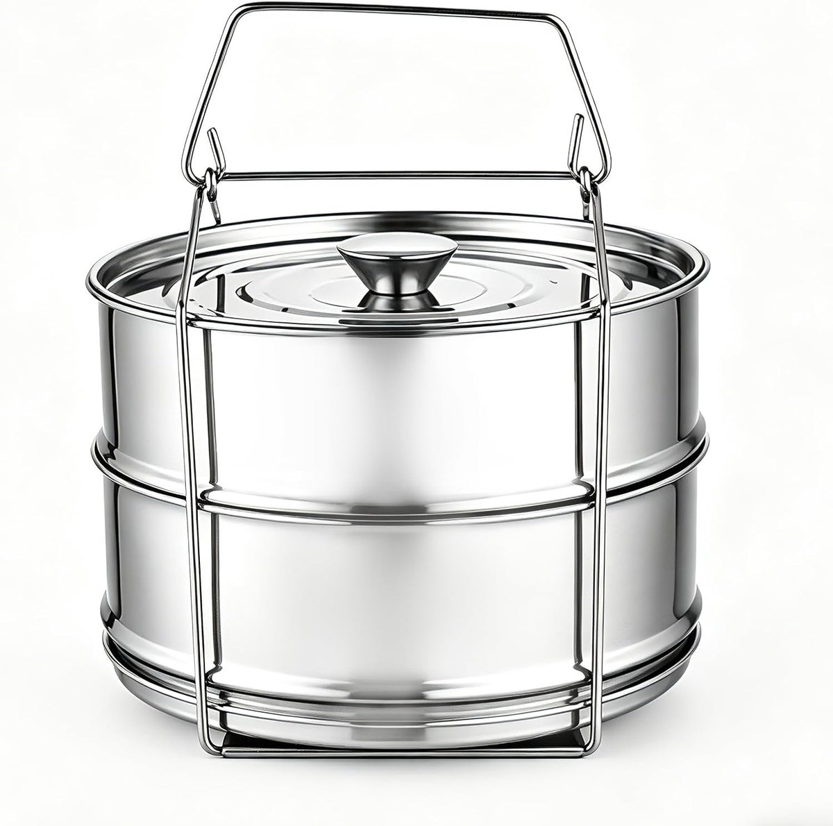 Roestvrijstalen paninzetstukken 6QT stoomboot-set met handgrepen voor instant- en snelkookpannen multifunctioneel kookgerei voor koken in pot (2-laags)