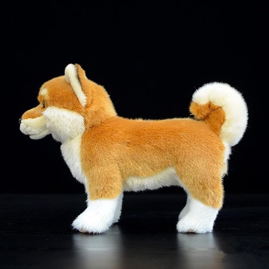 gesimuleerd Shiba Inu pluche dier, 28 cm, realistisch Shiba Inu knuffeldier, behaaglijke slaapkamerdecoratie voor tieners, geel — afbeelding 2