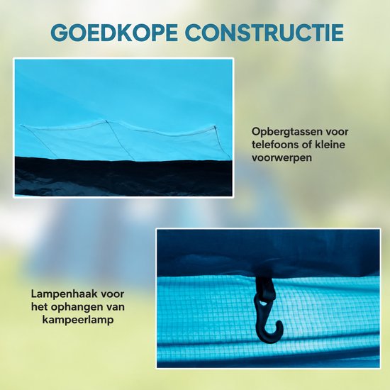 Opblaasbare tent - pblaasbare glamping tent - Waterdicht - Tot 6 personen - Blauw - Camping - Tuin - Glamping - 440L x 280 B x 195 H cm — afbeelding 3