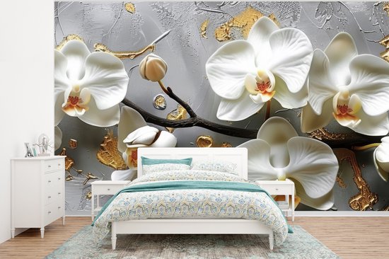 Behang - Fotobehang Bloemen - Orchidee - Abstract - Modern - Breedte 400 cm x hoogte 300 cm
