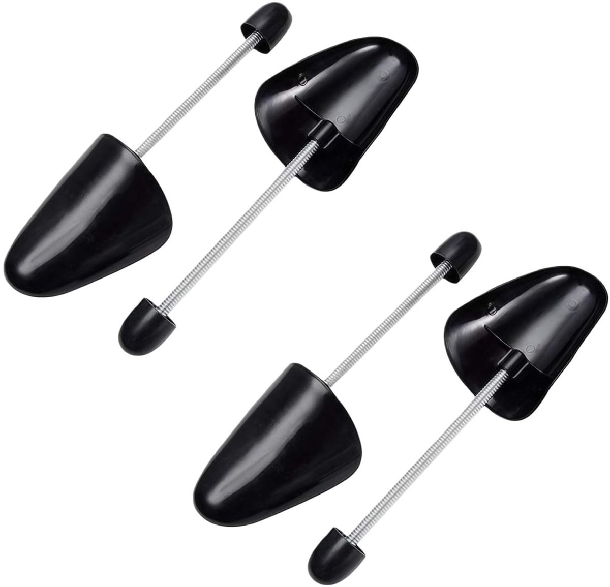 Dailygoods- Schoenbomen Verstelbaar - Schoenspanner Heren/Dames - Kunststof - 2 Paar - Spiraalveer - Zwart