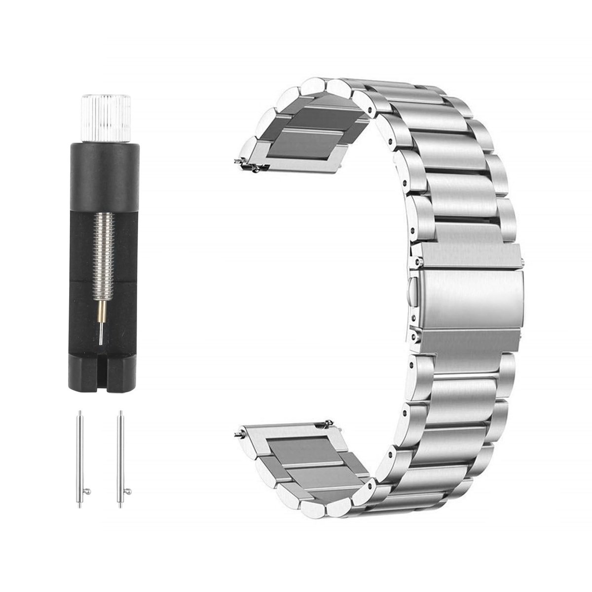 Dailygoods- Horlogebandje roestvrij staal 20 mm - Vervangend bandje - Dubbele vouwsluiting - Gereedschap voor schakels - Hoogwaardige kwaliteit - Comfortabel draaggevoel - Horlogeband