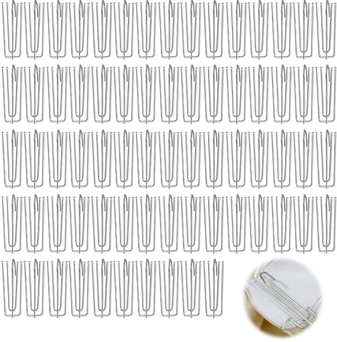 Dailygoods - 70 Stuks Metalen Gordijnhaken met 4 Tanden