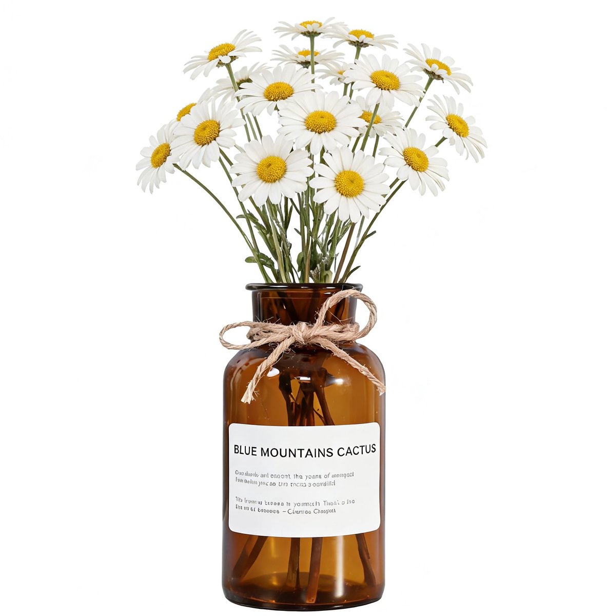 Dailygoods- Glazen Vaas Groot - Amber Glazen Vaas - Decoratieve Vaas - Vintage Vaas - Bloemenvazen voor Binnen - Creatief Touwontwerp - Hoogte 16,2 cm - Bloemenvase