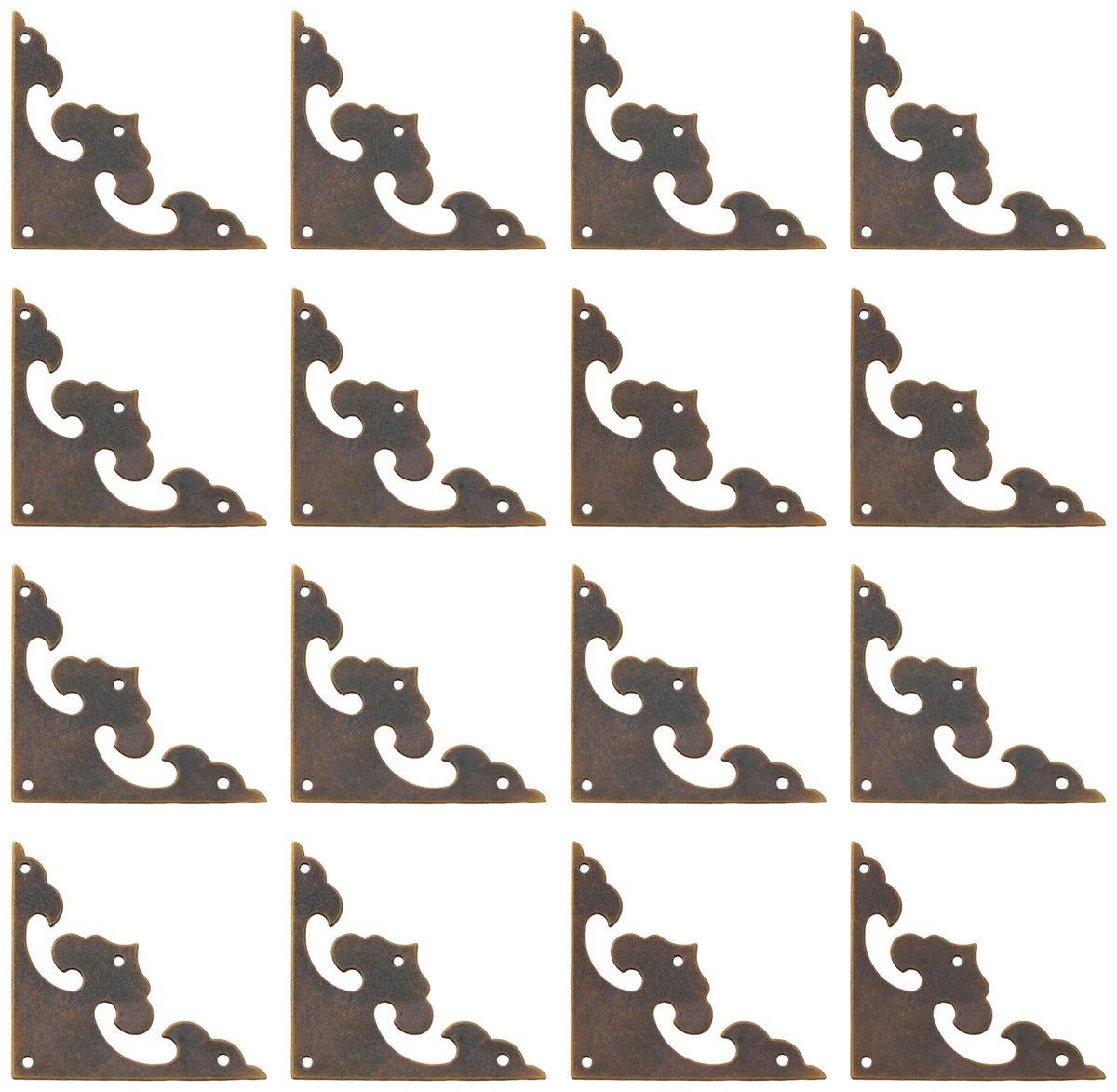 Dailygoods- Hoekbeugels 16 Stuks - Retro Messing - Decoratieve Hoekbeschermer - Metalen Bloemen - Eenvoudige Installatie - Hoogwaardig Materiaal