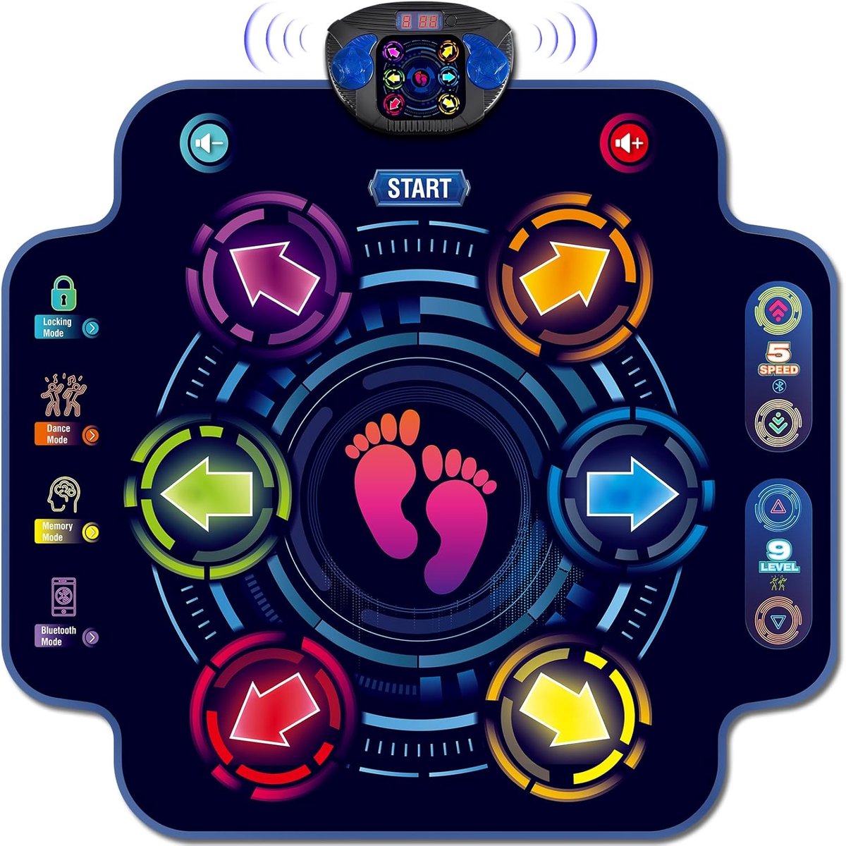 PolkaHome® Bluetooth Dansmat voor Kinderen – 6 Lichtgevende Knoppen, 3 Spelmodi, 9 Niveaus & Geheugenspel – Dansspeelgoed – Dansmat voor meisjes