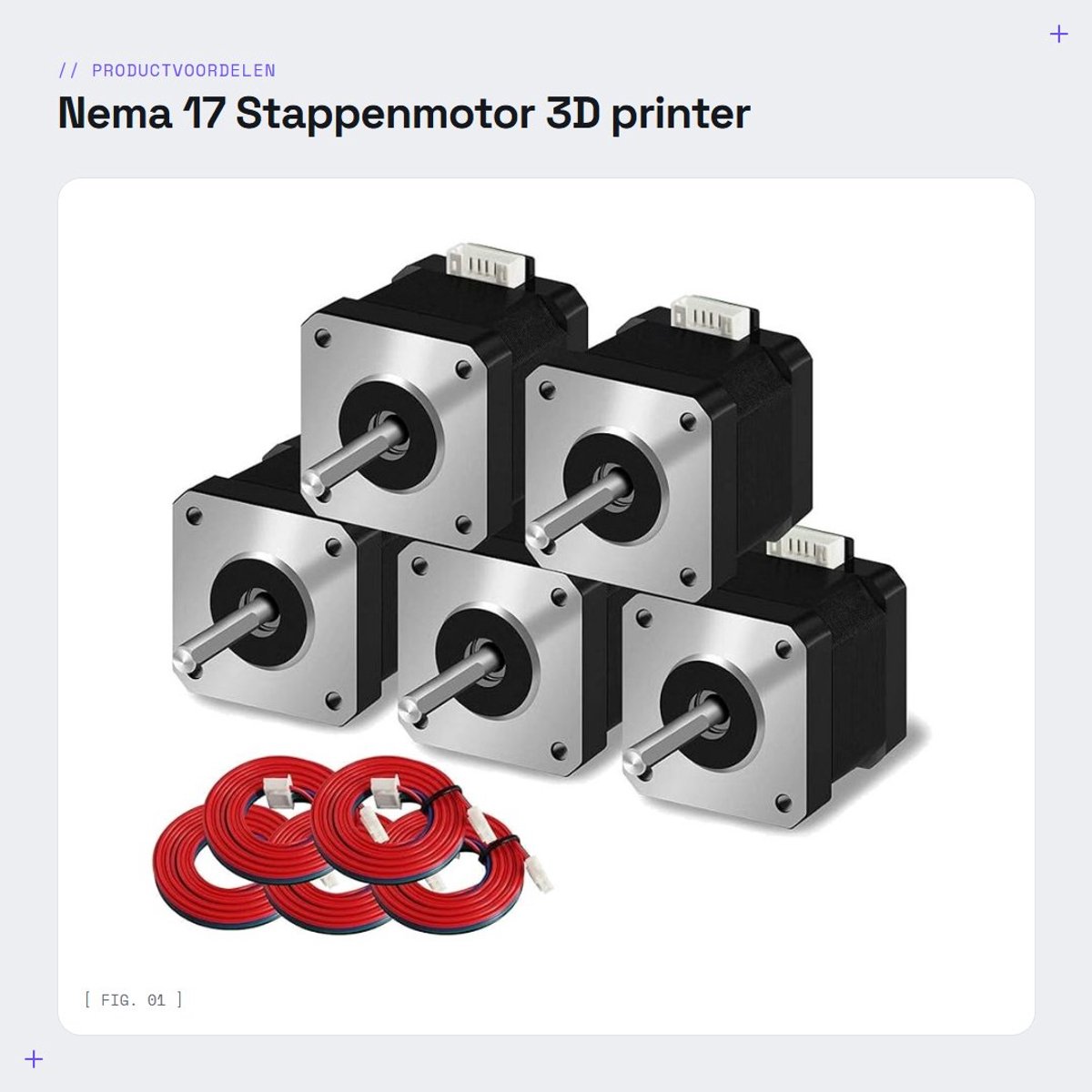 Dailygoods - Nema 17 Stappenmotor - 3D printer - Hoog koppel - 42 x 38 mm - 4 kabels - Geschikt voor Creality CR-10 en Ender 3 - Pakket van 5 stuks