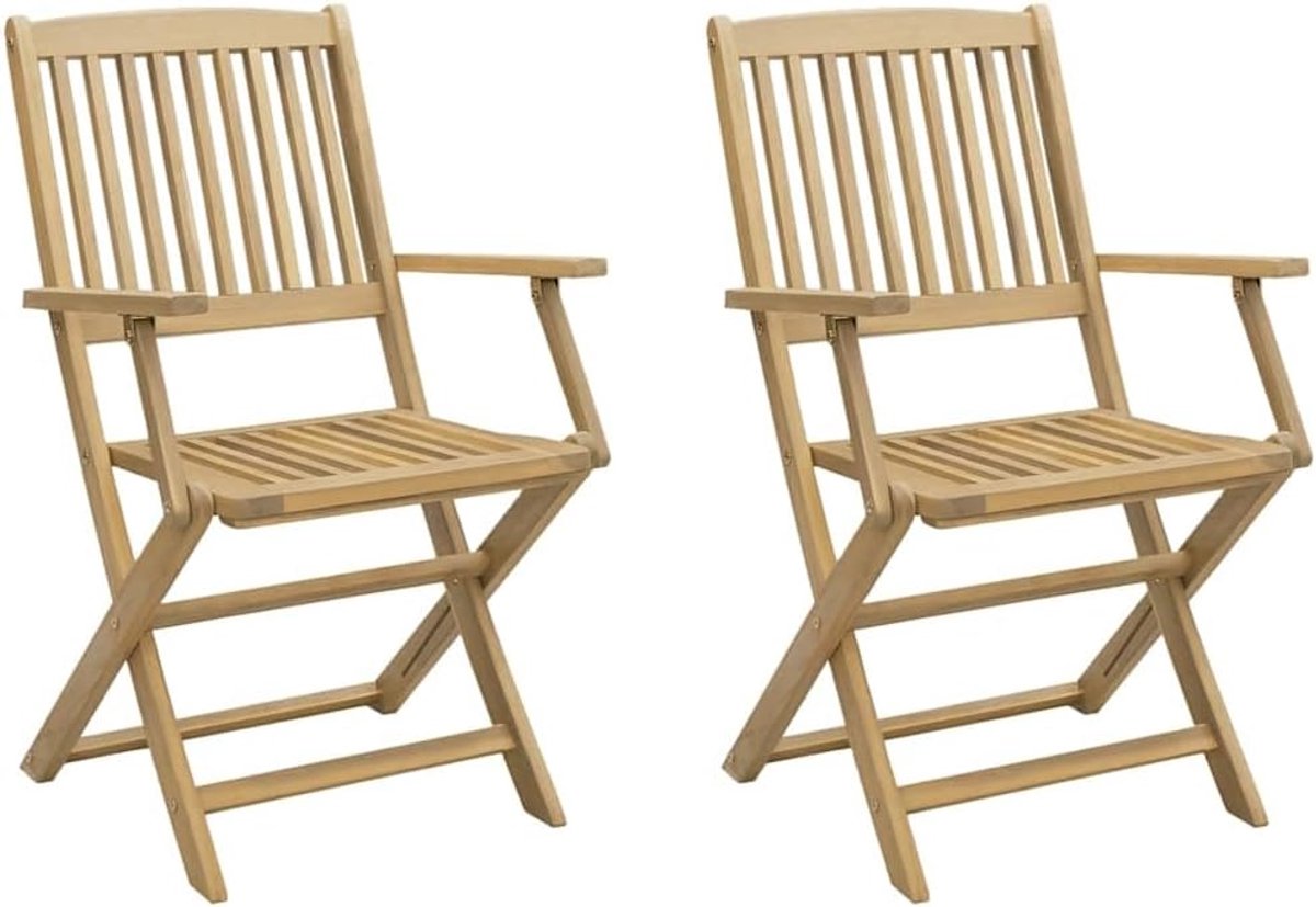 vidaXL Tuinstoelen 2 st inklapbaar 54x61x88 cm massief acaciahout, tuinstoel, terrasstoel,