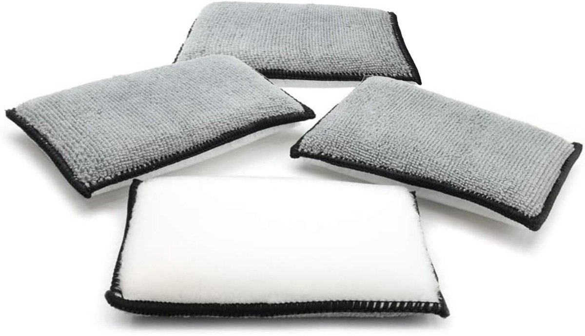 Dailygoods- Autospons - 4 Stuks - Dubbelzijdig - Scrubber/Detailing Pads - Krachtig Absorberend - Voor Auto/ Huishoudelijk - Vlekkeloos Schonen - Schoonmaak Spons