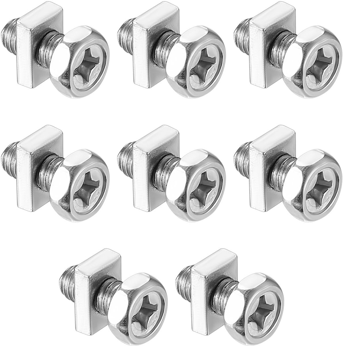 8 STUK M6 x 12 mm Bouten Moeren voor Motoraccu Scooter, Motoraccu Vervangbout Klemmen voor Scooteraccu Motorfietsen (8 Bouten, 8 Vierkante Moeren)