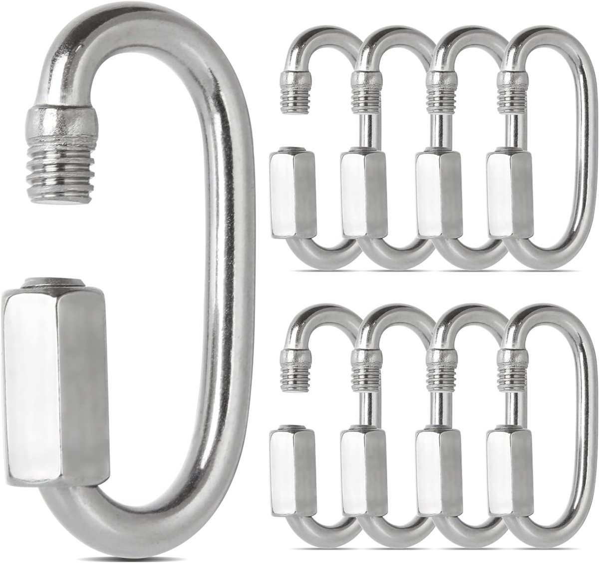 16 Stuks Karabijnhaak Rvs M4 4x40mm Roestvrij Sleutelhanger | 304 RVS, Schroefsluiting, Karabijnhaak voor Tassen, Haak voor Sleutels en Organizer, Veilig Schroefslot, 40mm en 4mm
