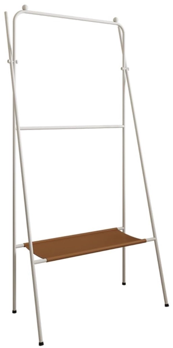 Handdoekrek Handdoekrek Staand, Vrijstaand Handdoekrek, 2-laags Handdoekrek en Plank, Metalen Handdoekrek voor Badkamer, Handdoekhouder, Handdoekladder (Kleur: Wit) wisdom