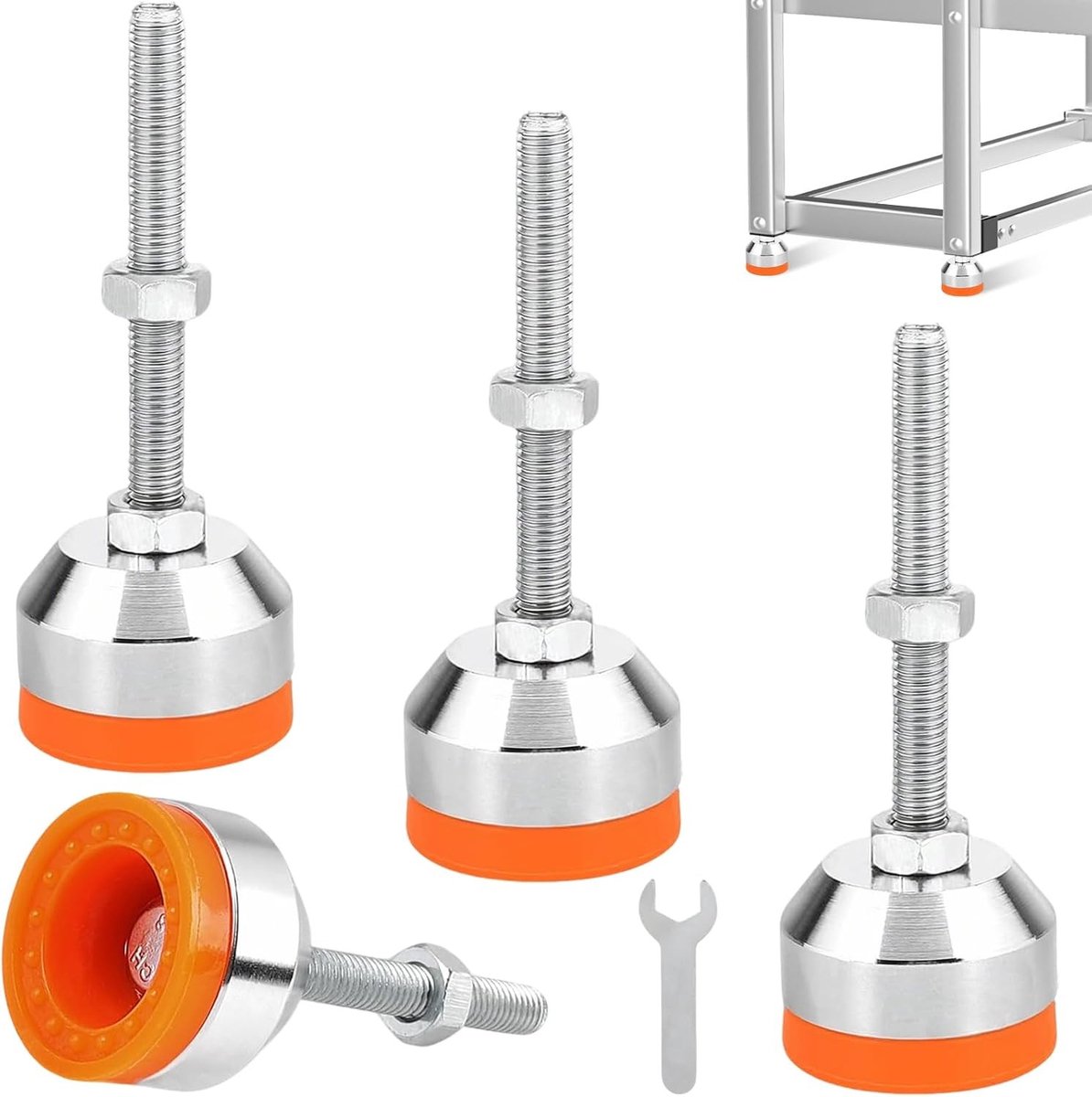 Verstelbare nivelleringspoten voor meubels, zware belasting, M10 × 80 mm, rubberen buffer en schroefdraad, hoogte verstelbare stelvoeten voor stabiliteit en comfort