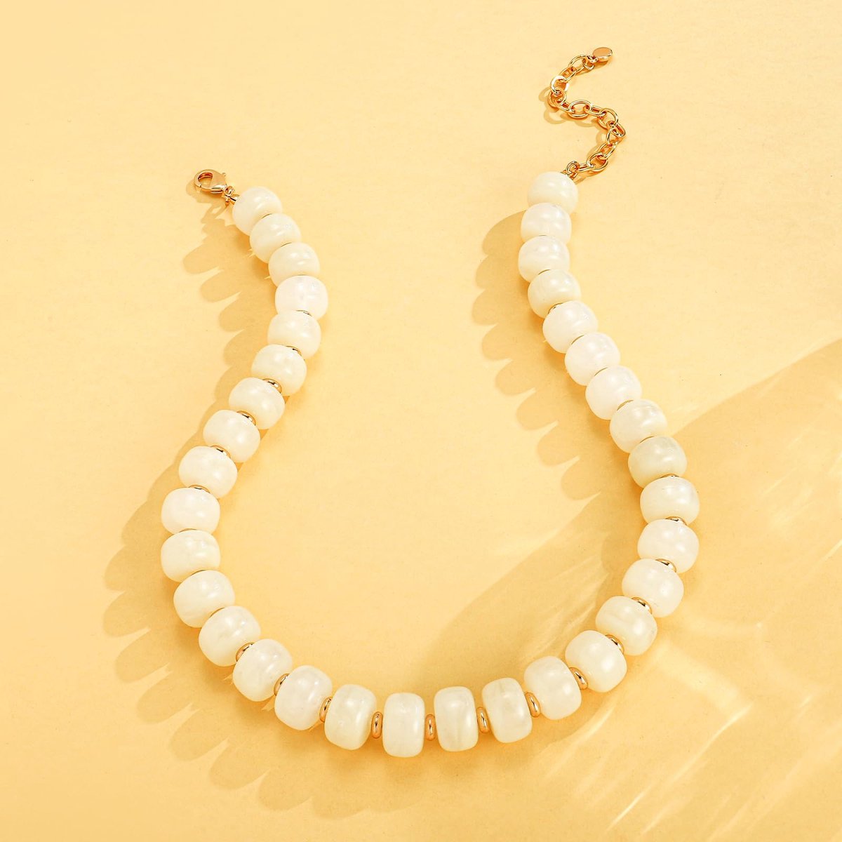 Ketting voor dames, dikke boho-parelketting, grote parelketting, zomermode, kleurrijke halskettingen voor vakantie, sieradengeschenken