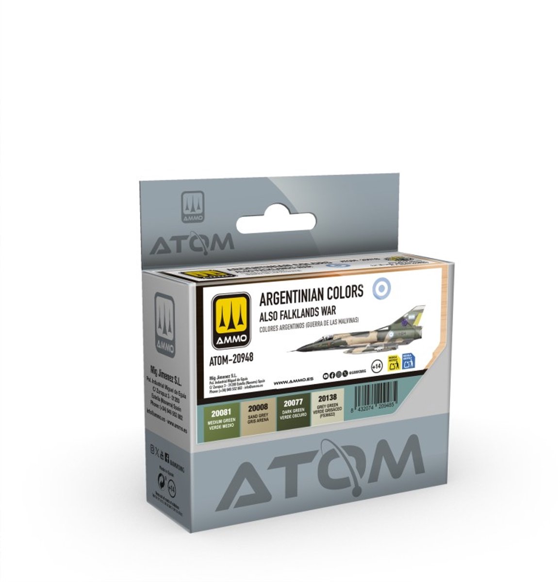 AMMO by Mig Jimenez Hobbyverf Acrylverf - MIG 20948 ATOM - Argentinian Colors Vol. 1 - Falklands War Kleurenset - Acryl Set 4x20ml Verf set - 4x 20 ml