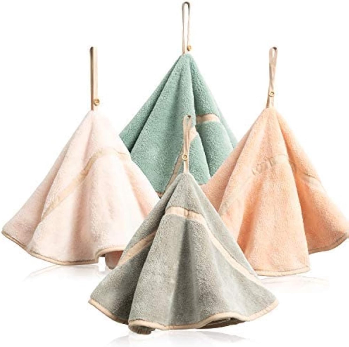 Handdoeken met hangende lus absorberende koraal fleece badkamer handdoeken zachte dikke schotel doek handdroge handdoeken ronde handdoeken (4 kleuren-C)