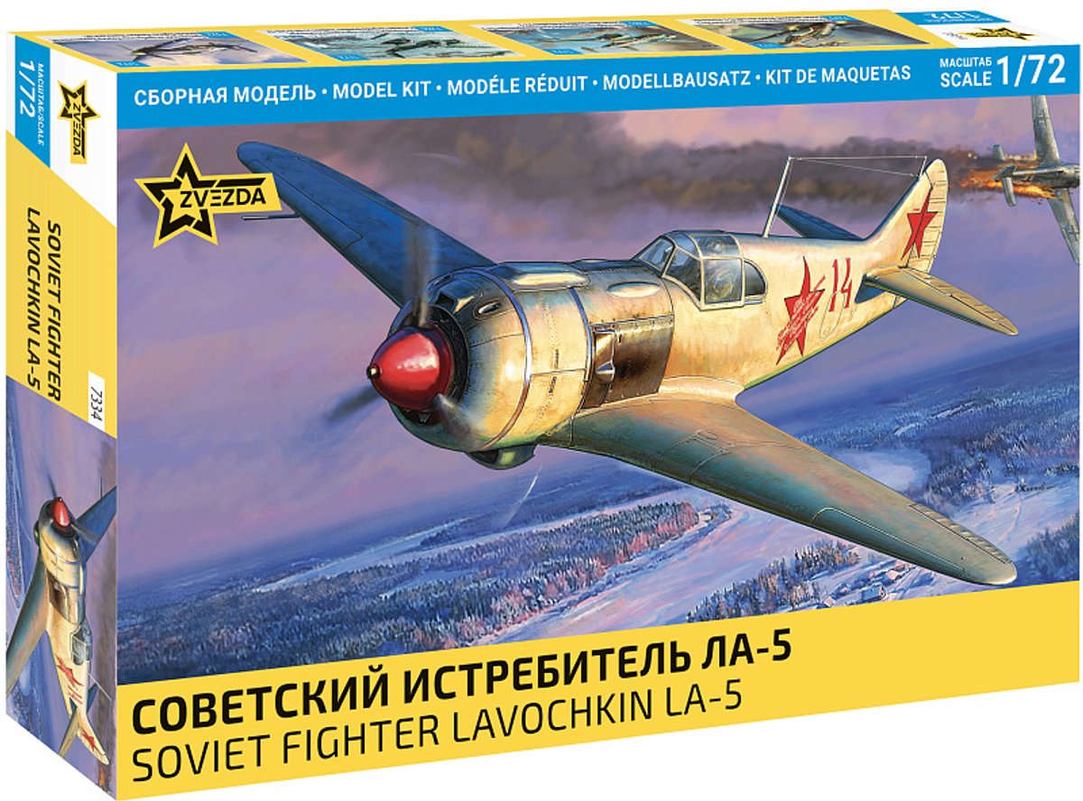 Zvezda Modelbouwpakket Vliegtuigen - 7334 Lavochkin La-5 Jachtvliegtuig - Sovjet Propellervliegtuig Plastic - 1:72 - Modelbouw