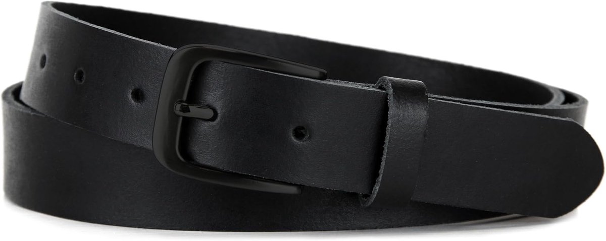 Leren riem, Made in Germany, zwarte gesp, leren riem voor dames en heren, 3 cm breed, zwart