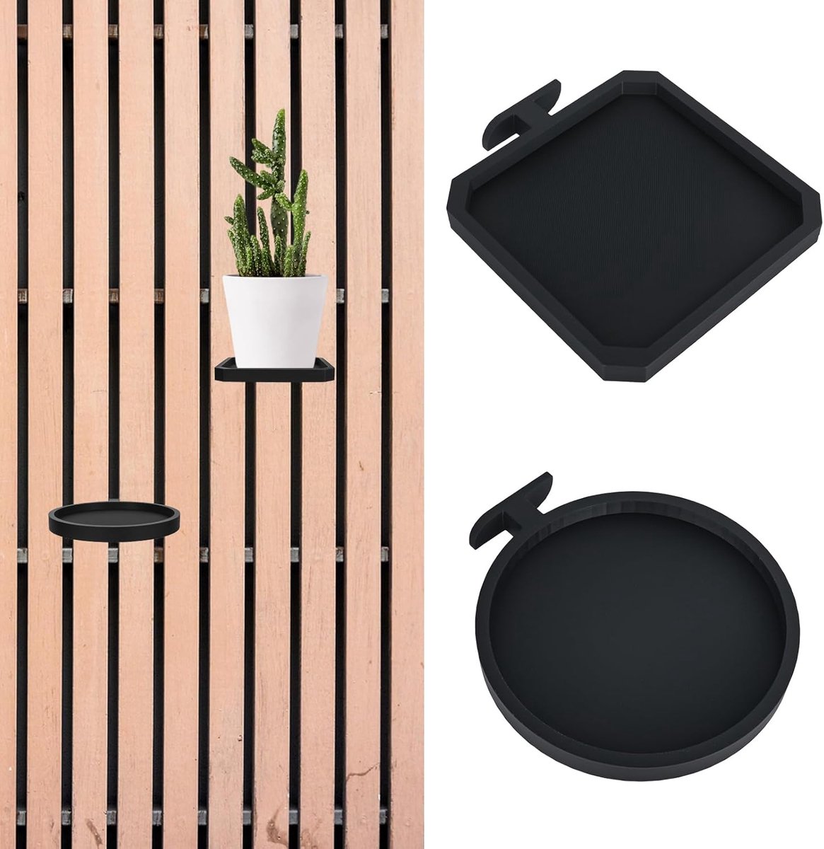2 stuks plantenrek voor akoestische panelen, zwarte plantenhouders, plantenbakken zonder boren, akoestische panelen voor tuin, balkon, binnenplaats, thuis