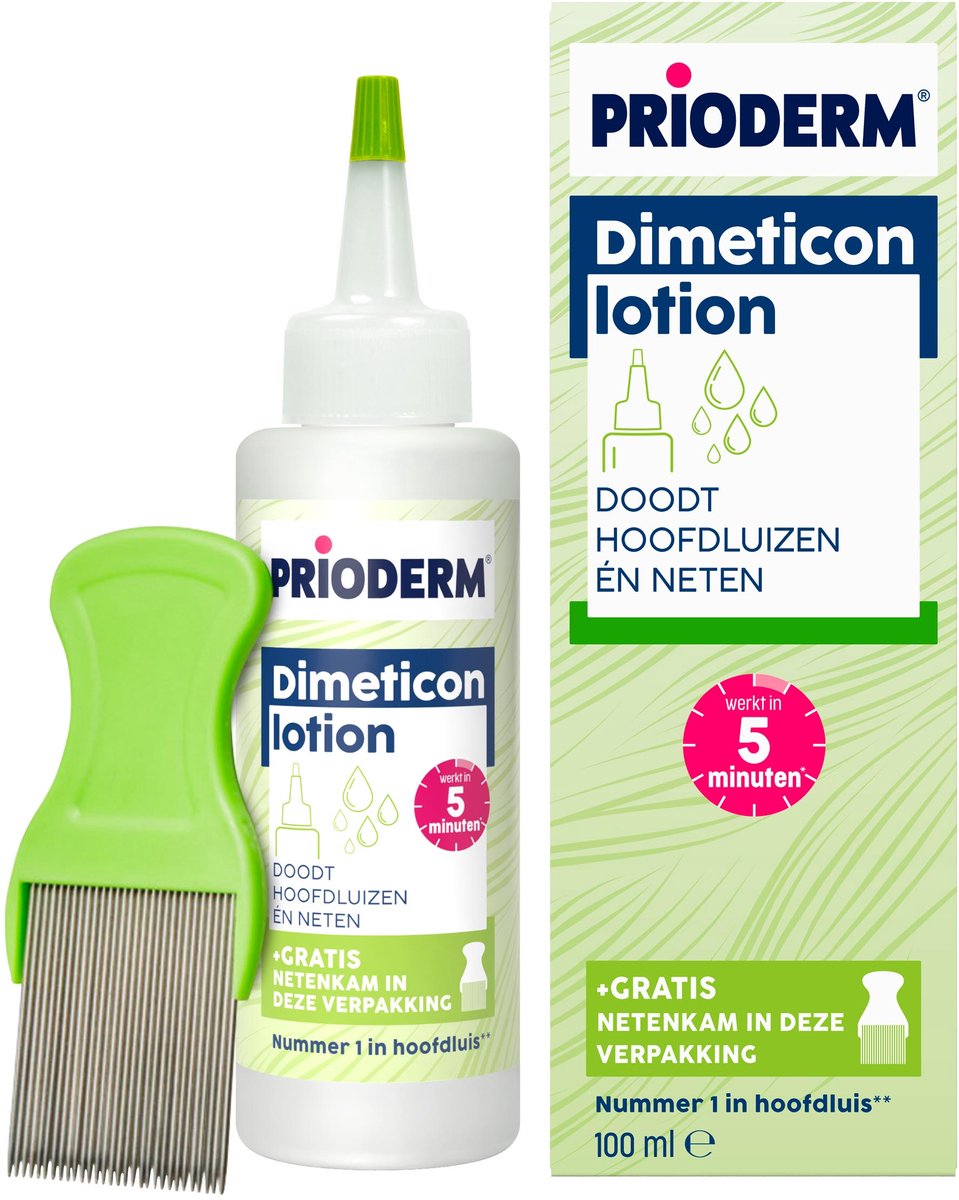 Prioderm Dimeticon - Anti Luis Lotion - Behandeling van 5 minuten - Inclusief Neten & Luizenkam - 100 ml