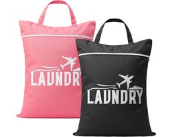 Waterdichte Reiswaszakken met Handvat - 2 stuks - 58 ×46 cm - Vuile Waszak met Ritssluiting - Opvouwbare Wetbag Kledingtas - voor Sportschool, Thuis, Reizen, Vakantie